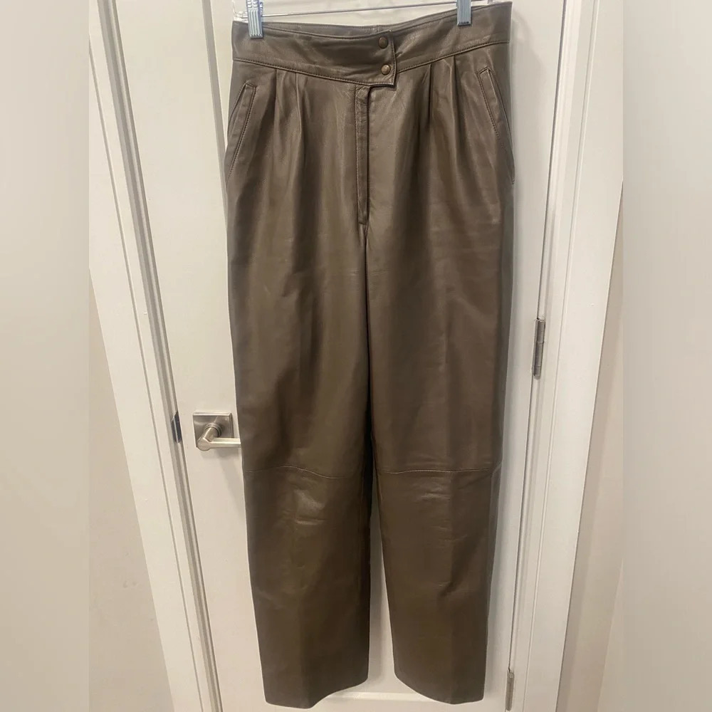 Women’s Vintage Faux Leather High Waist Straight Leg Pants size 8 Contemporary